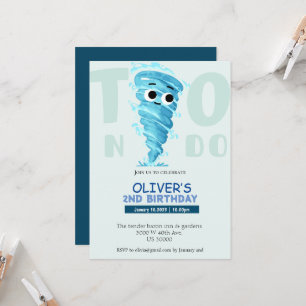 Funny two nado boy 2nd birthday invitation