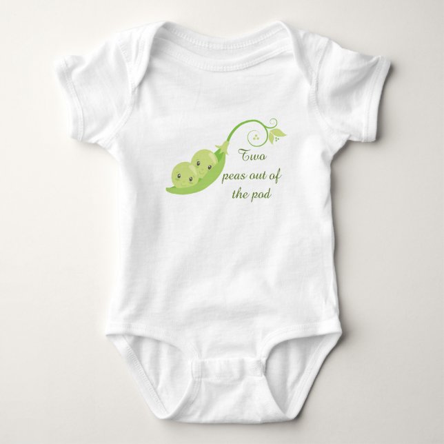 funny two peas out pod add text baby bodysuit (Front)