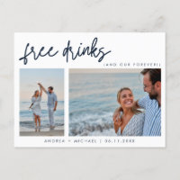 Funny Two Photo QR Code Wedding Save the Date