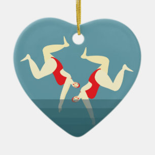 Funny Two Women Wild Swimmers Christmas Ceramic Tree Decoration