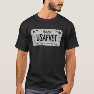 Funny TX State Vanity License Plate USAFVET T-Shirt