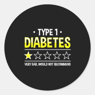 Funny Type 1 Diabetes One Star Humour Classic Round Sticker