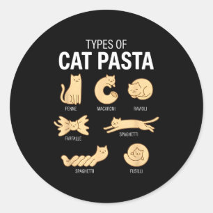 Funny Types Of Cat Pasta Cute Kawaii Cat Lover Men Classic Round Sticker