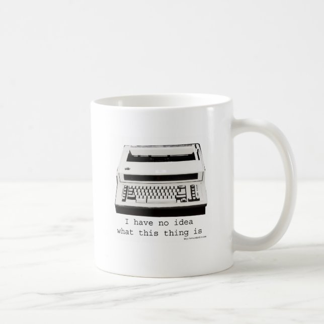 Funny Typewriter Confusion Slogan Coffee Mug (Right)