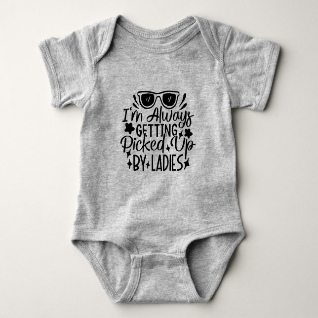 Funny  Typography Baby Bodysuit (Front)