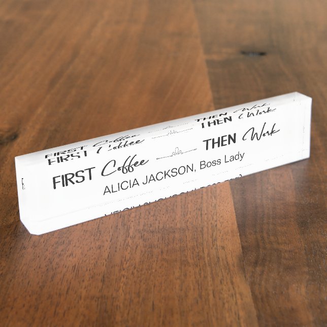 Funny typography black and white home office nameplate (Side)