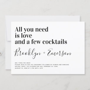 Funny Typography Black White Wedding Invitation
