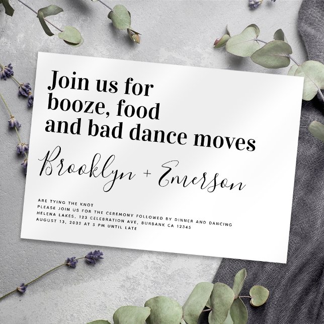 Funny Typography Black White Wedding Invitation (Creator Uploaded)