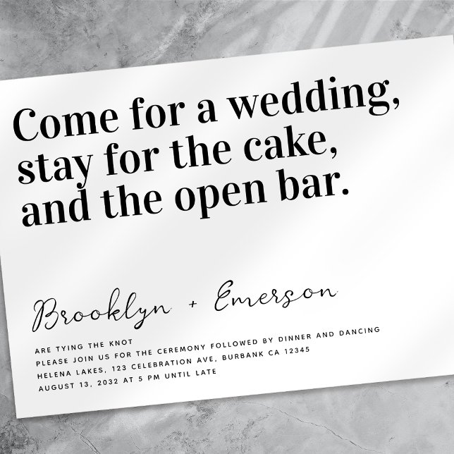 Funny Typography Black White Wedding Invitation (Creator Uploaded)