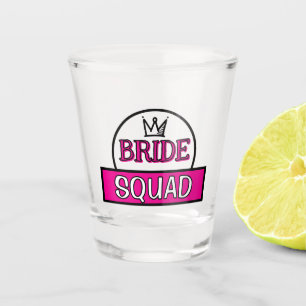 Funny typography "Bride squad" personalised text Shot Glass