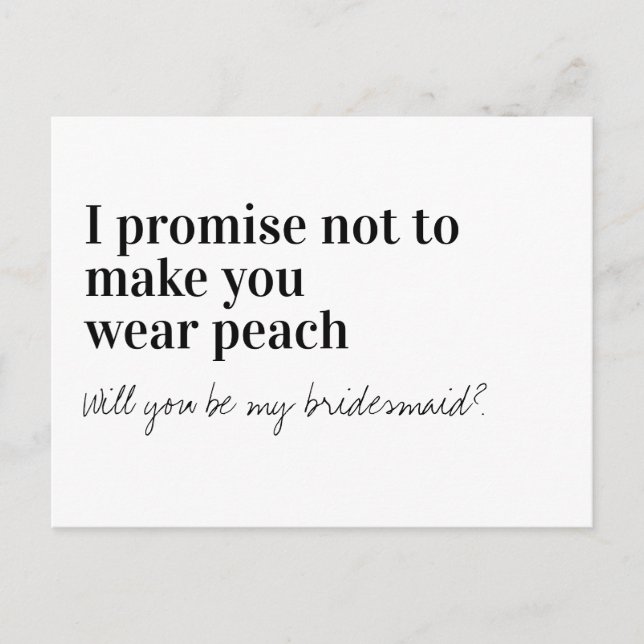 Funny Typography Bridesmaid Proposal Announcement Postcard (Front)