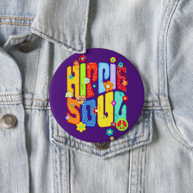 Funny Typography - HIPPIE SOUL 1 10 Cm Round Badge (In Situ)