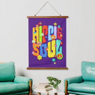 Funny Typography - HIPPIE SOUL 1 Hanging Tapestry