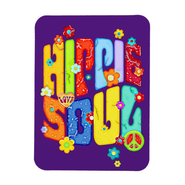 Funny Typography - HIPPIE SOUL 1 Magnet (Vertical)