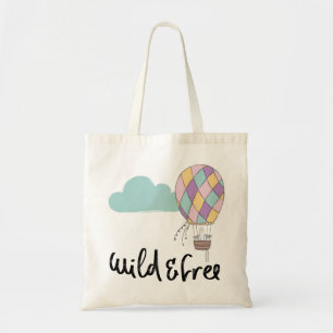 Funny Typography Hot Air Balloon Bird Tote Bag