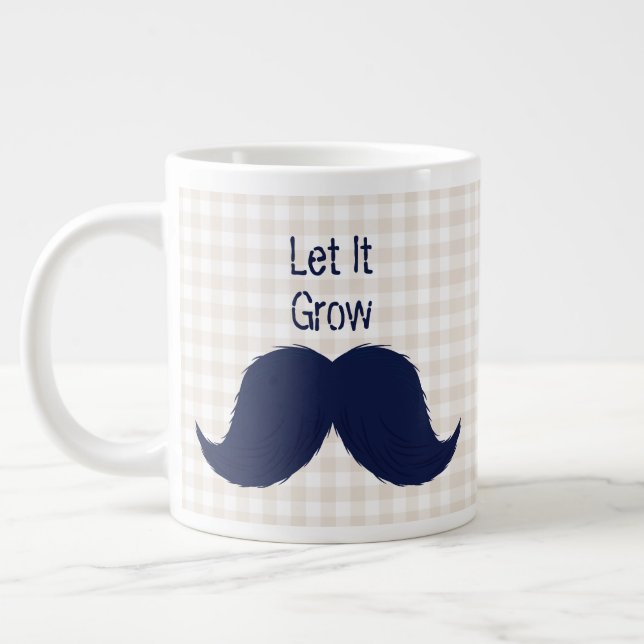 Funny typography moustache large coffee mug (Left)