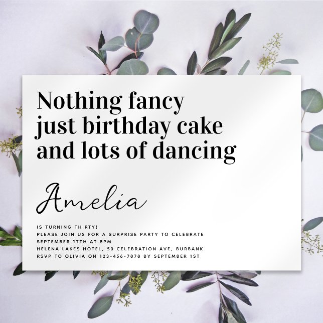 Funny Typography Nothing Fancy Birthday Party Invitation (Creator Uploaded)