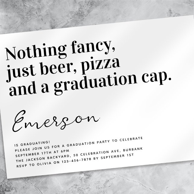 Funny Typography Nothing Fancy Grad Party Invitation (Creator Uploaded)