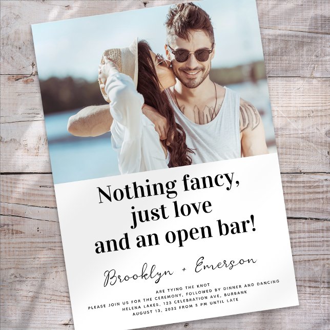 Funny Typography Nothing Fancy Photo Wedding Invitation (Creator Uploaded)