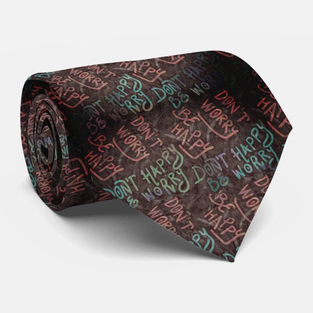 funny typography pattern neck tie (Rolled)