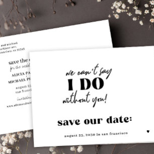 Funny typography quote wedding save the date announcement postcard