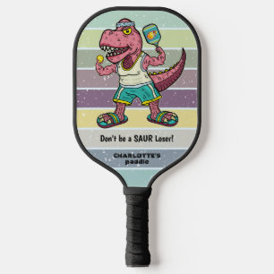 Funny Tyrannosaurus Rex Pink T-Rex Retro Custom Pickleball Paddle