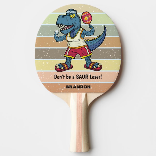 Funny Tyrannosaurus Rex Retro Saur Loser Custom Ping Pong Paddle (Front)