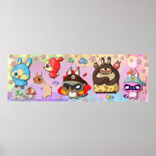 Funny TYZU Cartoon Cute Characters Kawaii Poster