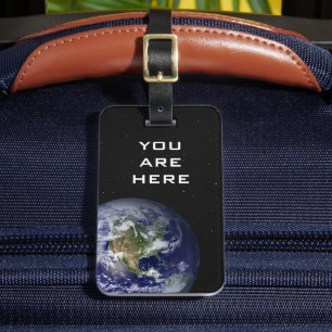 FUNNY - U R Here - You Are Here -  Planet Earth Luggage Tag