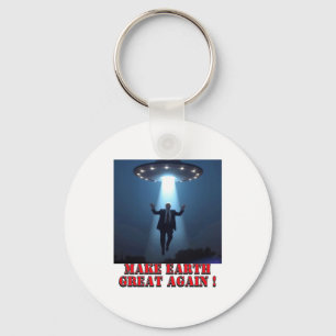 Funny Ufo Abduction Make Earth Great Again T Shirt Key Ring