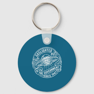 Funny Ufo Alien Gaslighted Government Artwork Key Ring