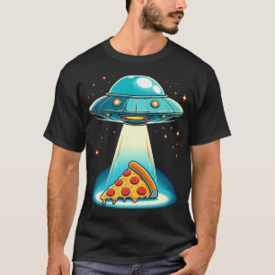 Funny Ufo Beaming Pizza T-Shirt