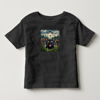 Funny UFO Bigfoot Cat Selfie Kids Men Women Toddler T-Shirt