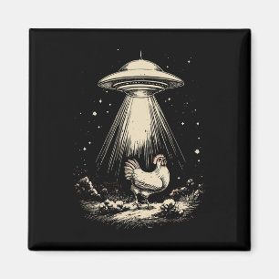 Funny Ufo Chicken Abduction Vintage Alien Beam Chi Magnet