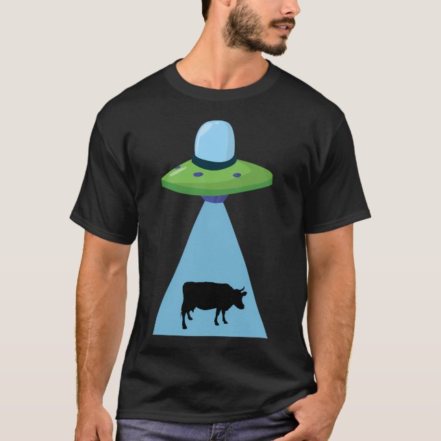 Funny Ufo Cow Abduction T-Shirt (Front)