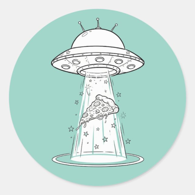Funny UFO Pizza Snatchers Sticker - Custom Gift (Front)