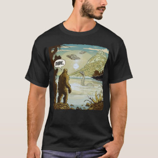Funny UFOs Bigfoot Sasquatch Introvert Loch Ness  T-Shirt