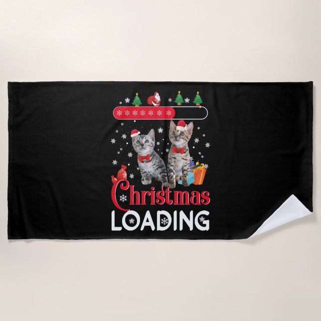 Funny Ugly Christmas Cat Beach Towel (Front)