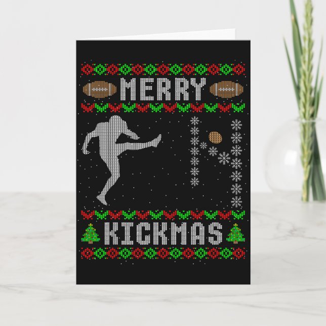 Funny Ugly Christmas Football Srt Team Kicker  Card (Front)