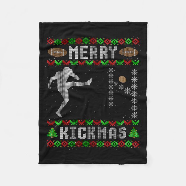 Funny Ugly Christmas Football Srt Team Kicker  Fleece Blanket (Front)