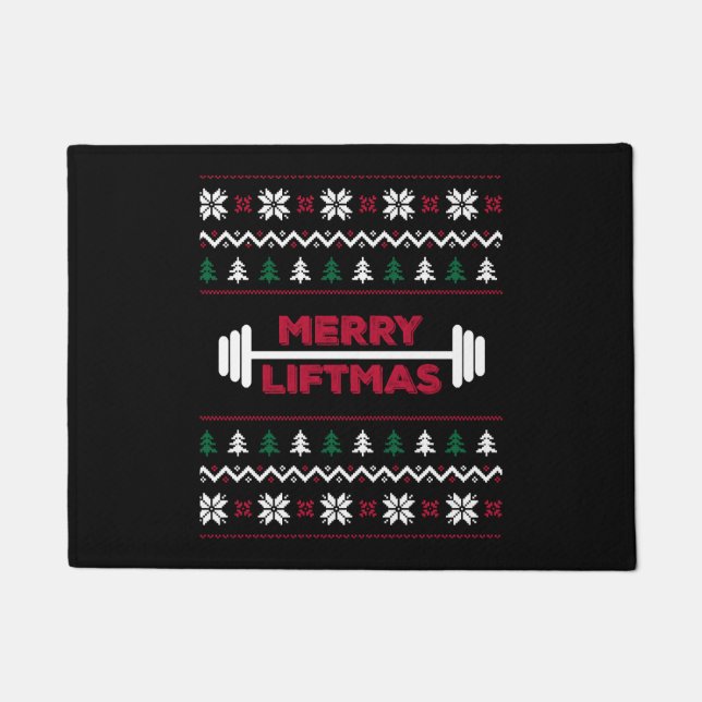 Funny Ugly christmas lifting gym graphic - Doormat (Front)