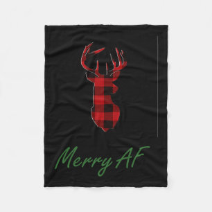 Funny Ugly Christmas Reindeer Merry Af Fleece Blanket
