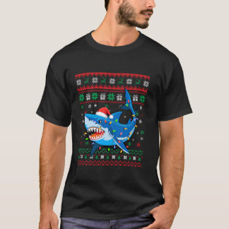 Funny Ugly Christmas Santa Riding Shark Holiday Gi T-Shirt