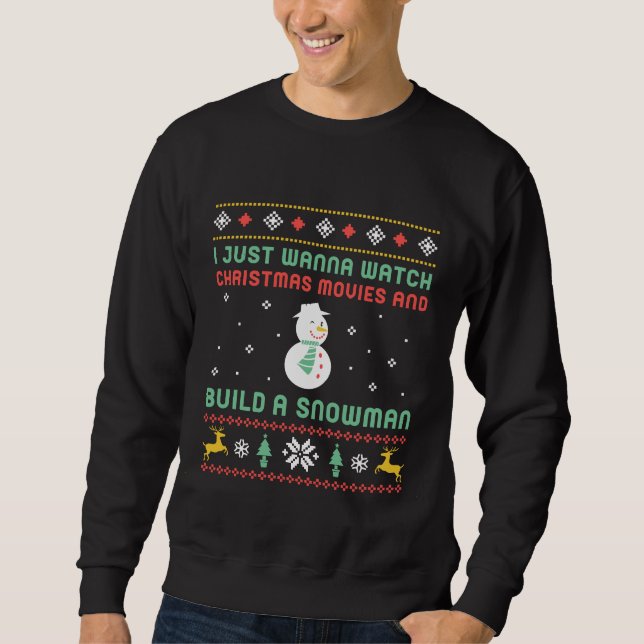 Funny Ugly Christmas Sweater Build A Snowman (Front)