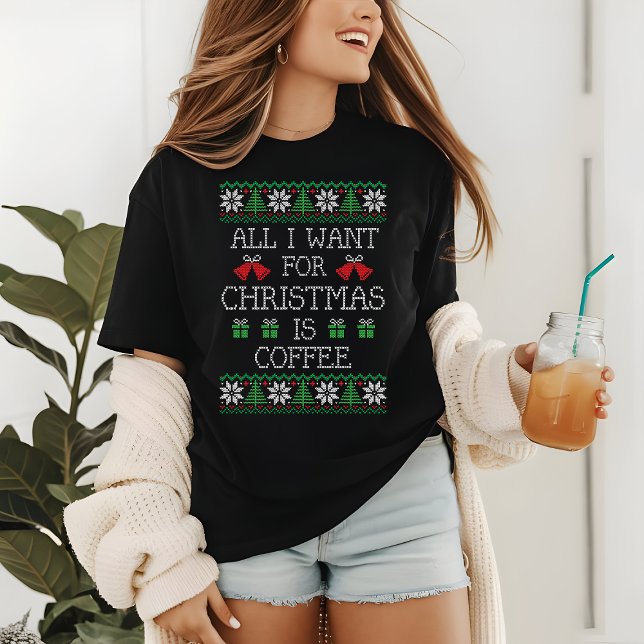 Funny Ugly Christmas Sweater Coffee Knit Script (Creator Uploaded)