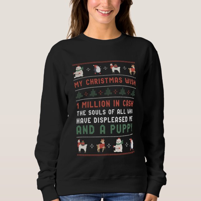 Funny Ugly Christmas Sweater Dog Lover Xmas Wish (Front)