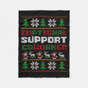 Funny Ugly Christmas Sweater Emotional Suprt Cowor Fleece Blanket
