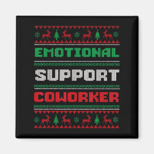 Funny Ugly Christmas Sweater Emotional Suprt Cowor Magnet