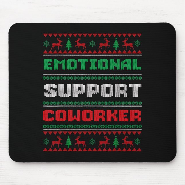 Funny Ugly Christmas Sweater Emotional Suprt Cowor Mouse Mat (Front)