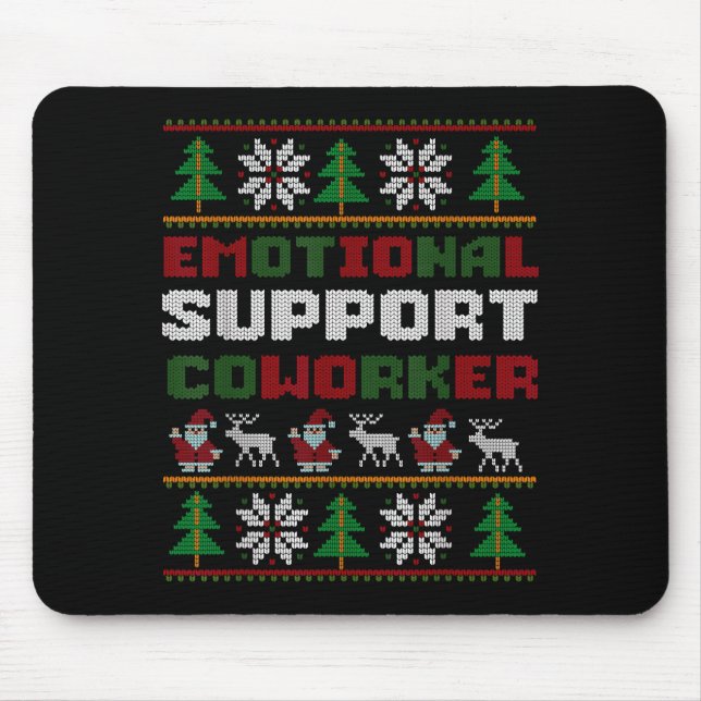 Funny Ugly Christmas Sweater Emotional Suprt Cowor Mouse Mat (Front)